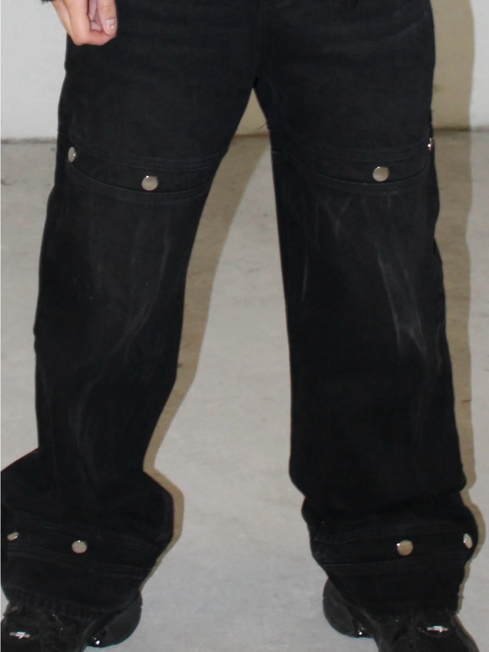 Persona Black Cargo Pants with Snap Buttons